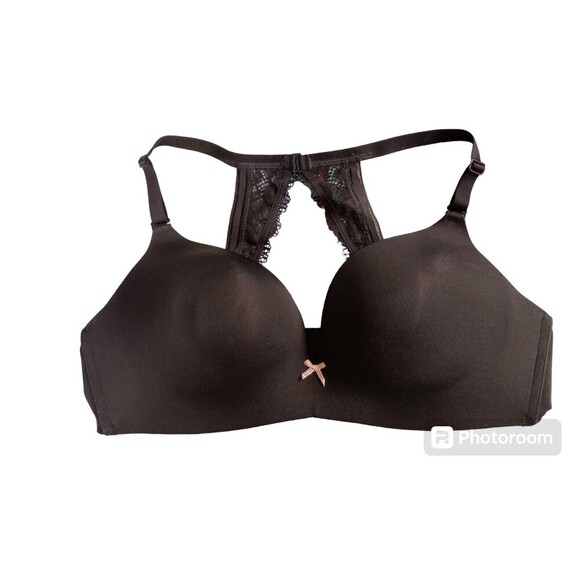 Cacique Other - Lane Bryant Cacique Simply Wire Free Plunge Bra T Back Lace Trim Size 40D